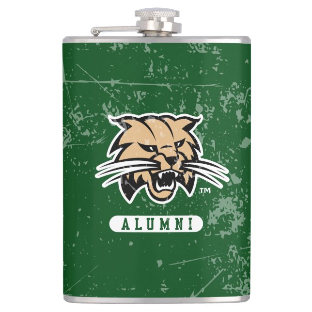 Ohio University Alumni Bobcat Distressed Flask (Front)