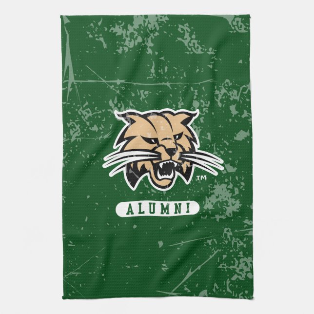 Ohio University Alumni Bobcat Distressed Kitchen Towel (Vertical)