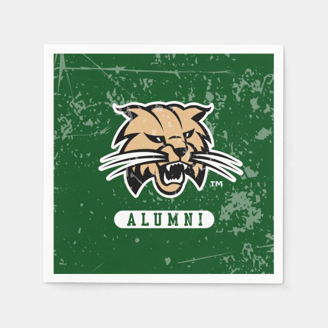 Ohio University Alumni Bobcat Distressed Napkins (Front)