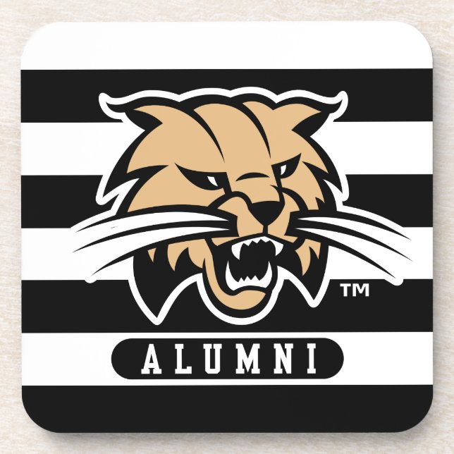 Ohio University Bobcat Logo Alumni Stripes Beverage Coaster (Front)