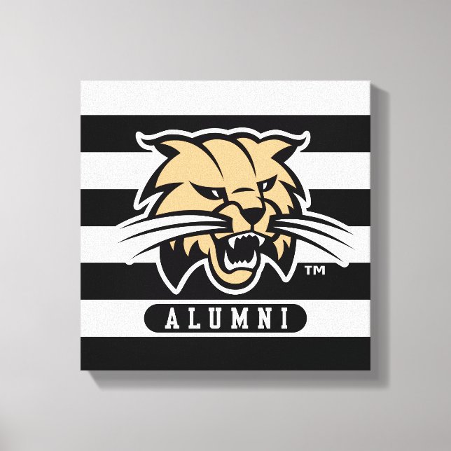 Ohio University Bobcat Logo Alumni Stripes Canvas Print (Front)