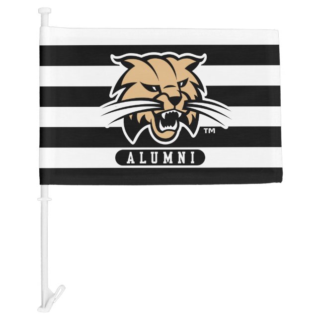 Ohio University Bobcat Logo Alumni Stripes Car Flag (Front)
