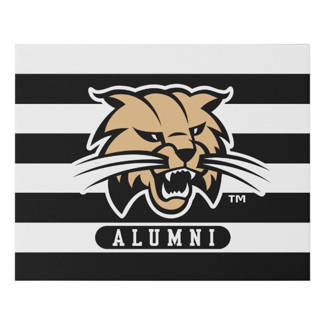 Ohio University Bobcat Logo Alumni Stripes Faux Canvas Print (Front)