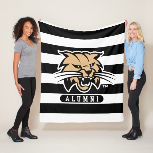 Ohio University Bobcat Logo Alumni Stripes Fleece Blanket