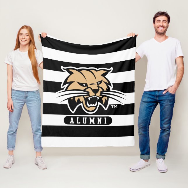 Ohio University Bobcat Logo Alumni Stripes Fleece Blanket (In Situ)