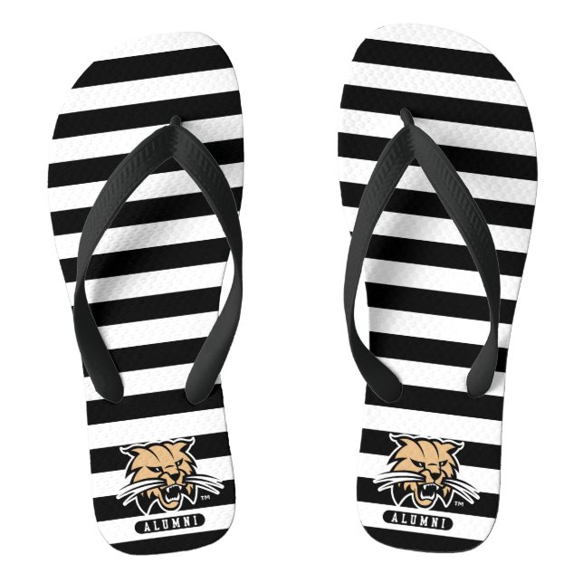 Ohio University Bobcat Logo Alumni Stripes Flip Flops (Footbed)