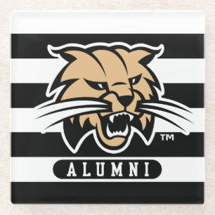 Ohio University Bobcat Logo Alumni Stripes Glass Coaster