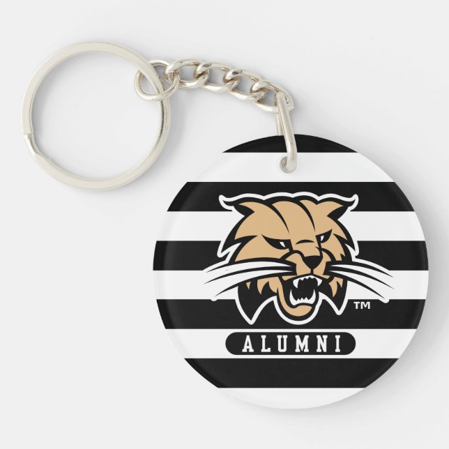 Ohio University Bobcat Logo Alumni Stripes Keychain (Front)