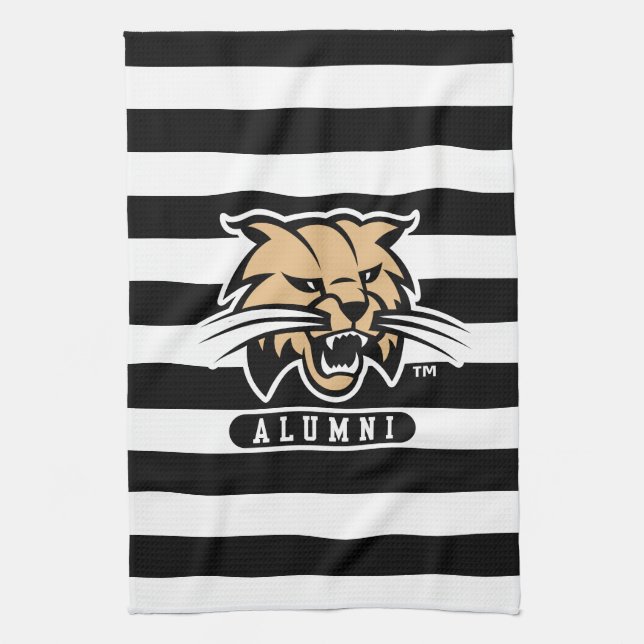 Ohio University Bobcat Logo Alumni Stripes Kitchen Towel (Vertical)