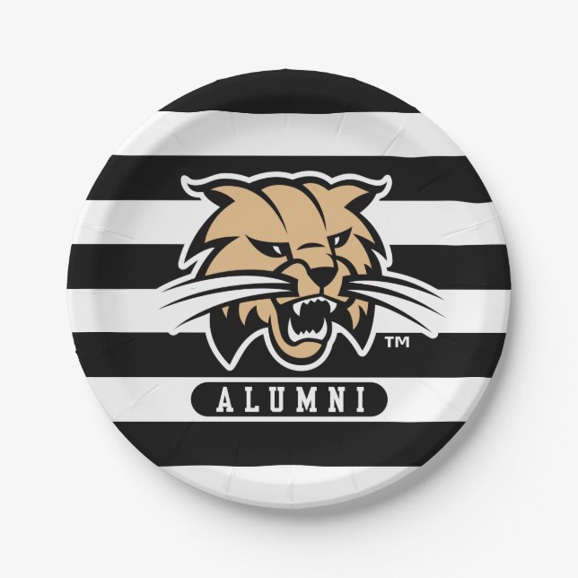 Ohio University Bobcat Logo Alumni Stripes Paper Plates (Front)