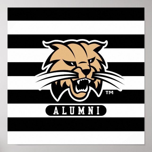 Ohio University Bobcat Logo Alumni Stripes Poster (Front)