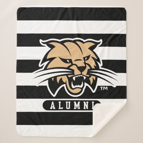 Ohio University Bobcat Logo Alumni Stripes Sherpa Blanket