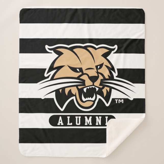 Ohio University Bobcat Logo Alumni Stripes Sherpa Blanket (Front)