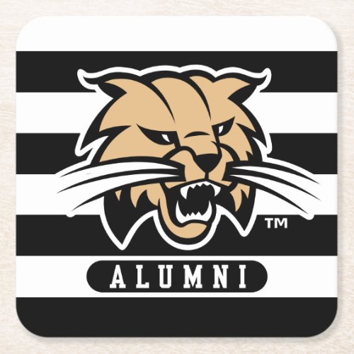 Ohio University Bobcat Logo Alumni Stripes Square Paper Coaster