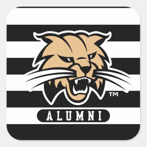 Ohio University Bobcat Logo Alumni Stripes Square Sticker