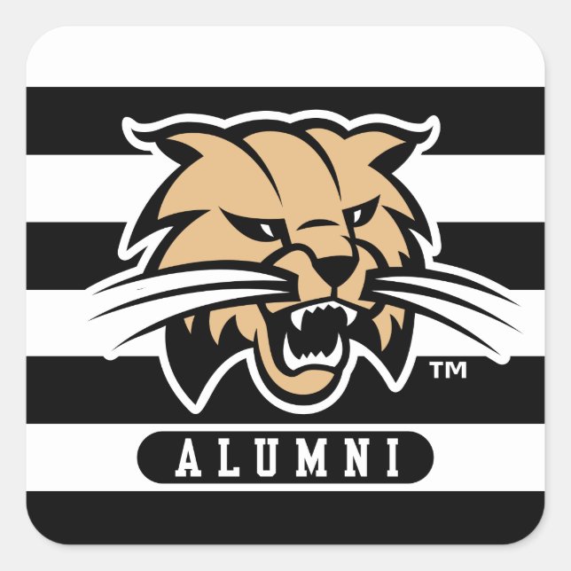 Ohio University Bobcat Logo Alumni Stripes Square Sticker (Front)