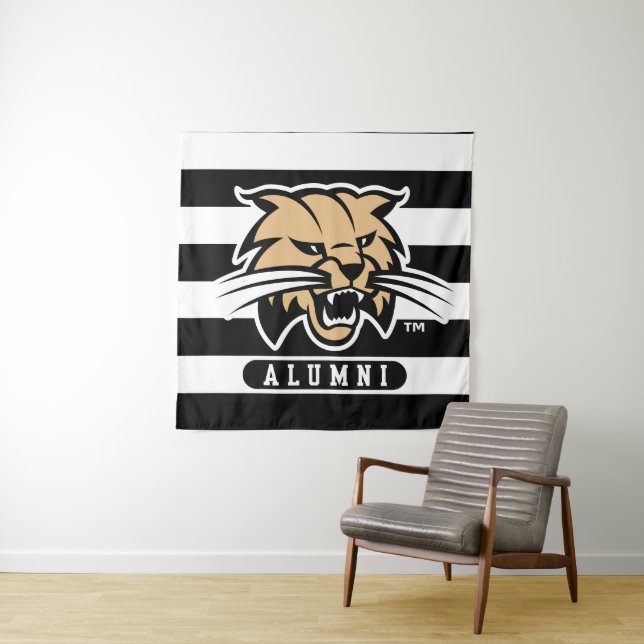 Ohio University Bobcat Logo Alumni Stripes Tapestry (In Situ)