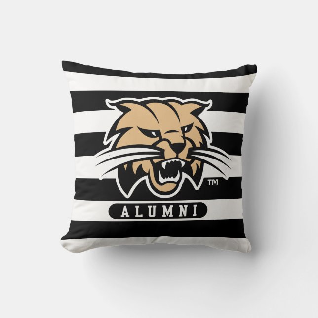 Ohio University Bobcat Logo Alumni Stripes Throw Pillow (Front)