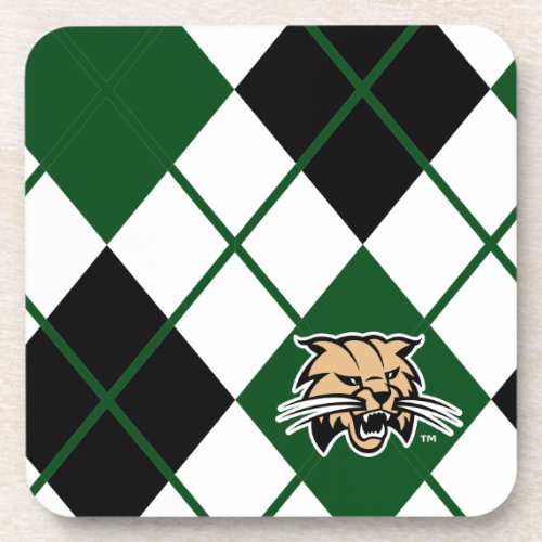 Ohio University Bobcat Logo Argyle Pattern Beverage Coaster