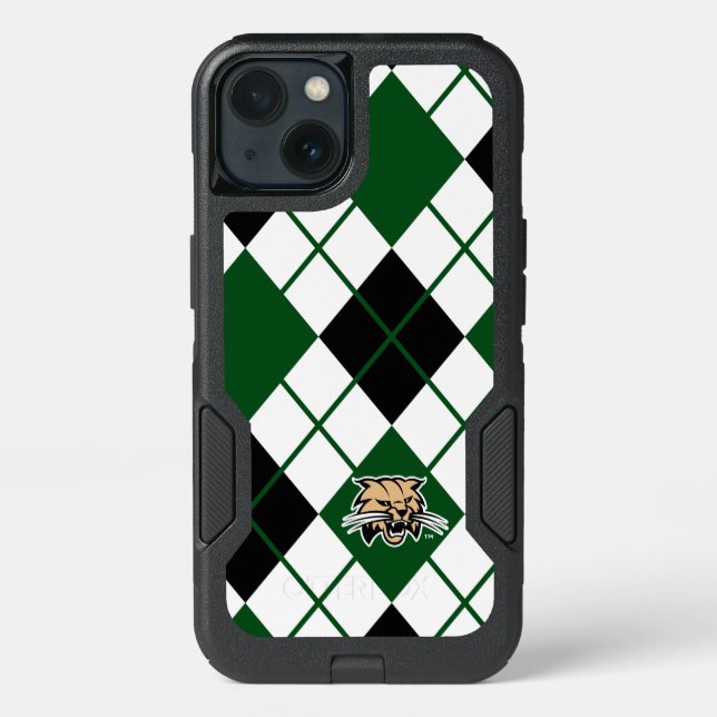 Ohio University Bobcat Logo Argyle Pattern Otterbox iPhone Case (Back)