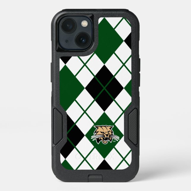 Ohio University Bobcat Logo Argyle Pattern Otterbox iPhone Case (Back)