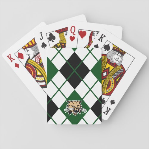 Ohio University Bobcat Logo Argyle Pattern Poker Cards