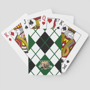 Ohio University Bobcat Logo Argyle Pattern Poker Cards
