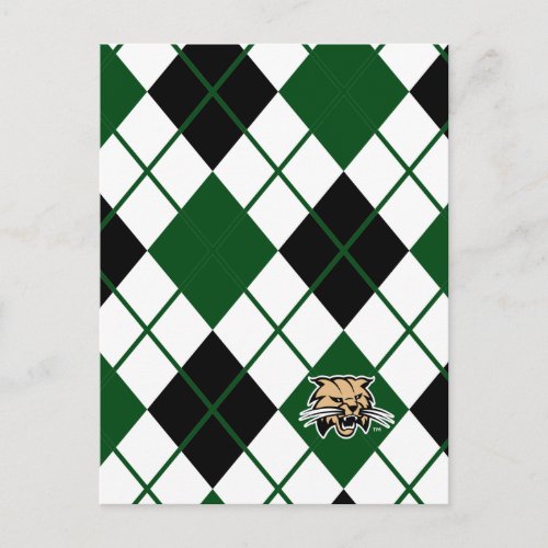 Ohio University Bobcat Logo Argyle Pattern Postcard