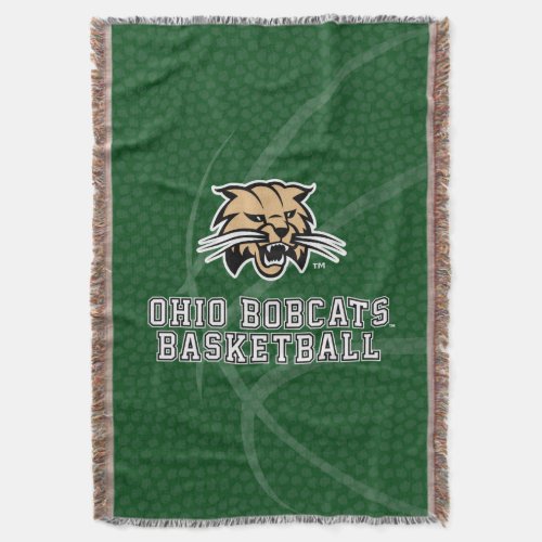 Ohio University Bobcat Logo Basketball Throw Blanket