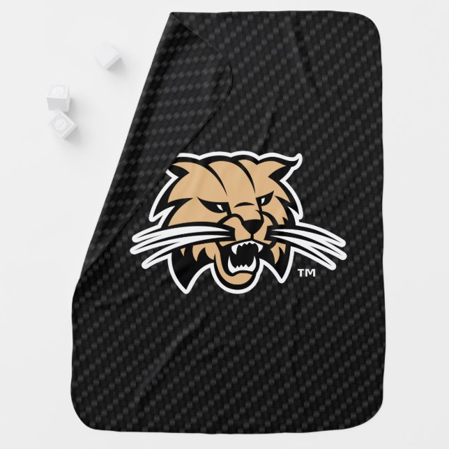 Ohio University Bobcat Logo Carbon Fiber Pattern Baby Blanket (In Situ)