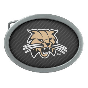 Ohio University Bobcat Logo Carbon Fiber Pattern Belt Buckle