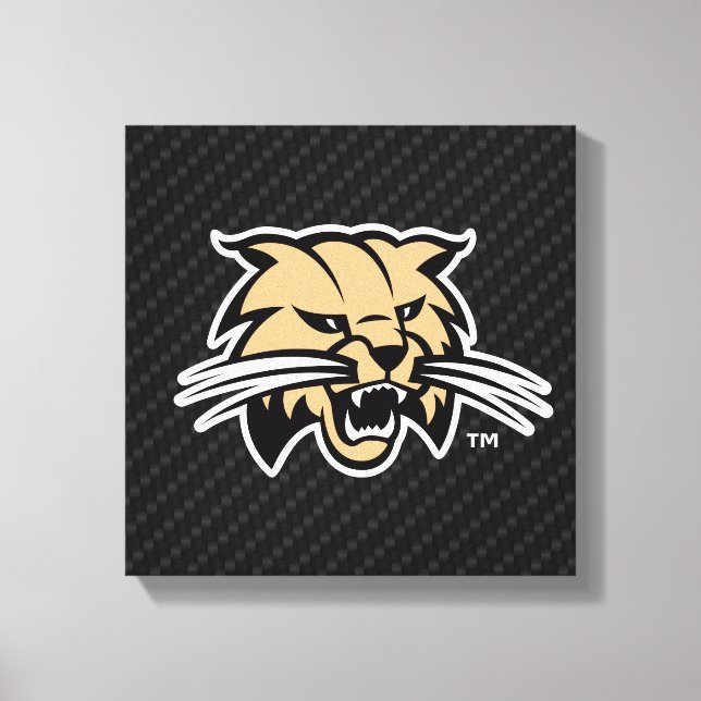 Ohio University Bobcat Logo Carbon Fiber Pattern Canvas Print (Front)
