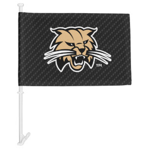 Ohio University Bobcat Logo Carbon Fiber Pattern Car Flag