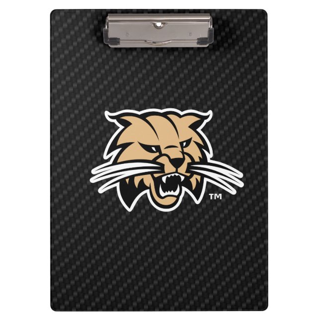 Ohio University Bobcat Logo Carbon Fiber Pattern Clipboard (Front)