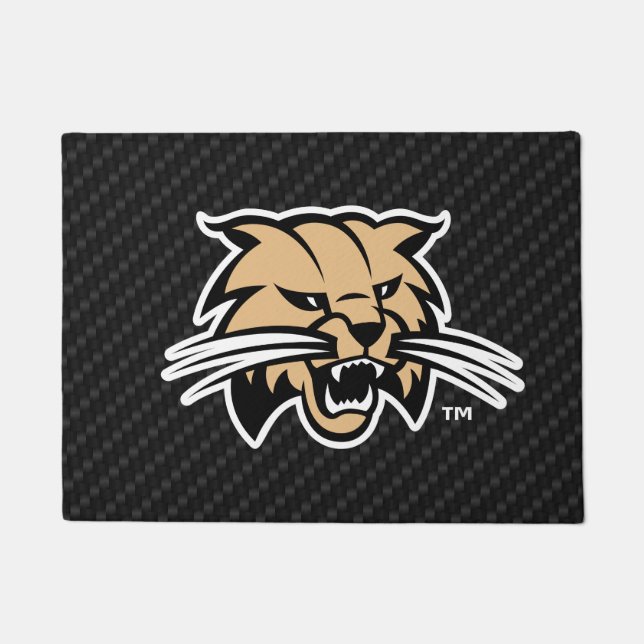 Ohio University Bobcat Logo Carbon Fiber Pattern Doormat (Front)