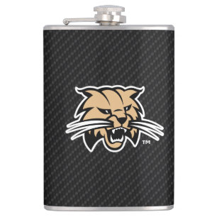 Ohio University Bobcat Logo Carbon Fiber Pattern Flask