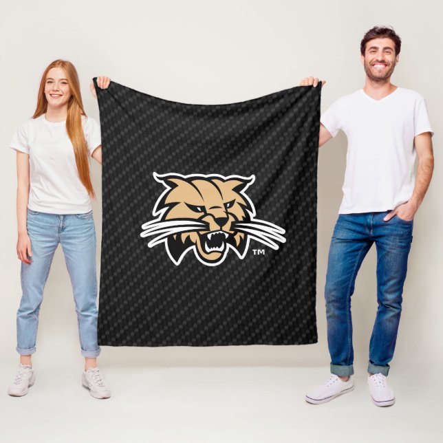 Ohio University Bobcat Logo Carbon Fiber Pattern Fleece Blanket (In Situ)