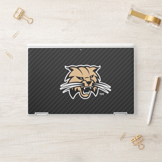 Ohio University Bobcat Logo Carbon Fiber Pattern HP Laptop Skin (Desk)