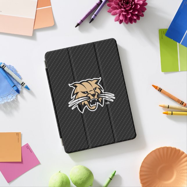Ohio University Bobcat Logo Carbon Fiber Pattern iPad Pro Cover (Desk)