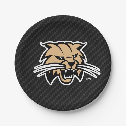 Ohio University Bobcat Logo Carbon Fiber Pattern Paper Plates