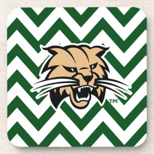 Ohio University Bobcat Logo Chevron Pattern Beverage Coaster