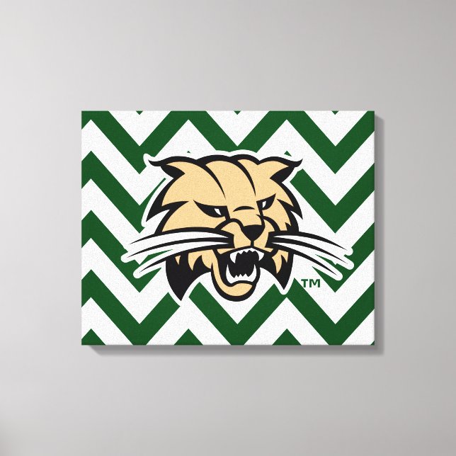 Ohio University Bobcat Logo Chevron Pattern Canvas Print (Front)