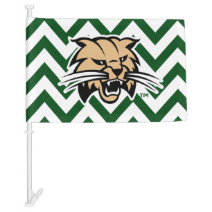 Ohio University Bobcat Logo Chevron Pattern Car Flag