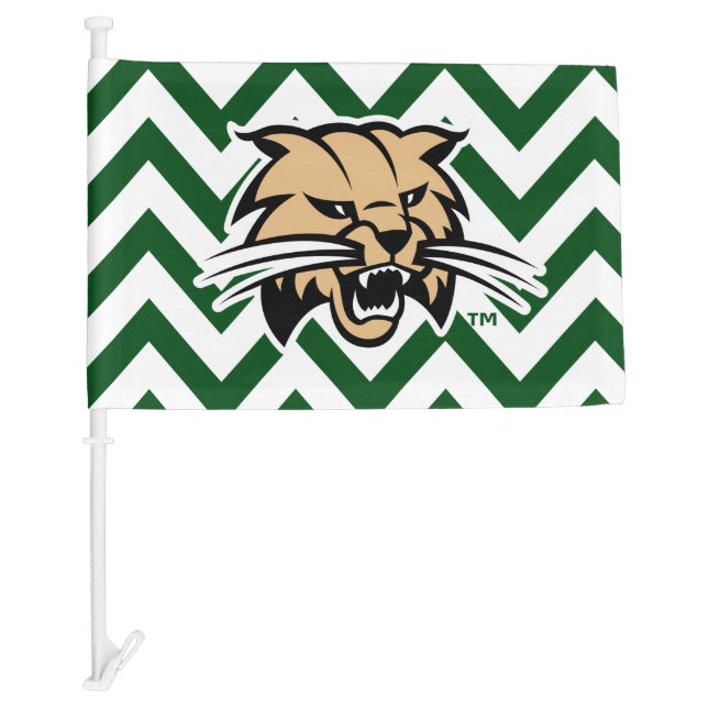 Ohio University Bobcat Logo Chevron Pattern Car Flag (Front)