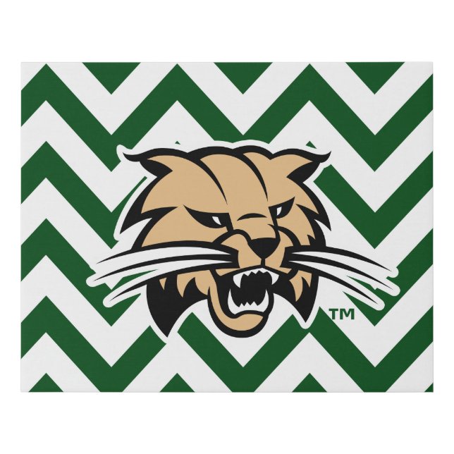Ohio University Bobcat Logo Chevron Pattern Faux Canvas Print (Front)