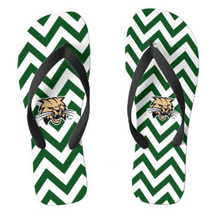 Ohio University Bobcat Logo Chevron Pattern Flip Flops