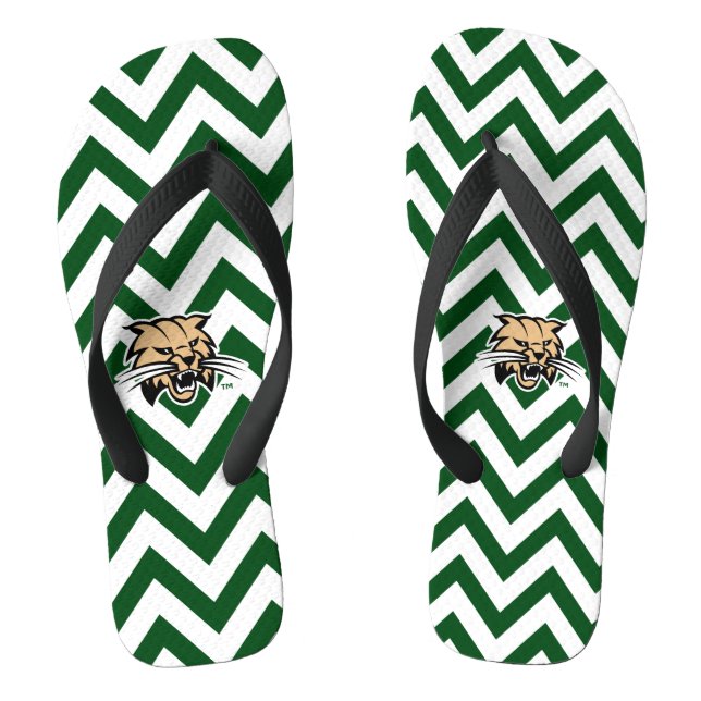 Ohio University Bobcat Logo Chevron Pattern Flip Flops (Footbed)