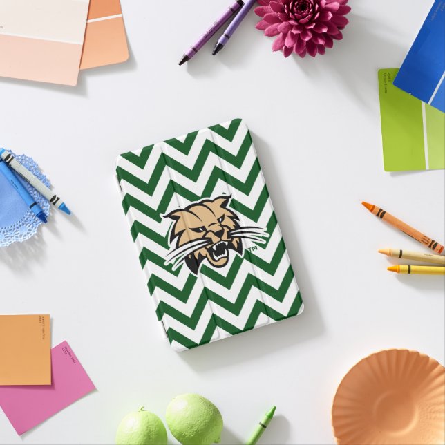 Ohio University Bobcat Logo Chevron Pattern iPad Mini Cover (In Situ)