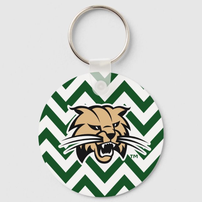Ohio University Bobcat Logo Chevron Pattern Keychain (Front)