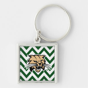 Ohio University Bobcat Logo Chevron Pattern Keychain
